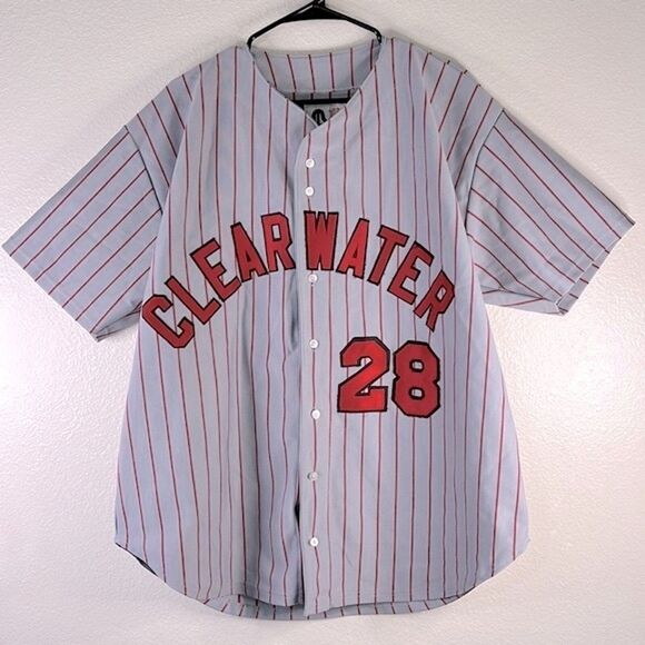 Sports Belle Gray Clearwater Baseball Jersey Made In The U.S.A. Size: XL - Picture 1 of 11